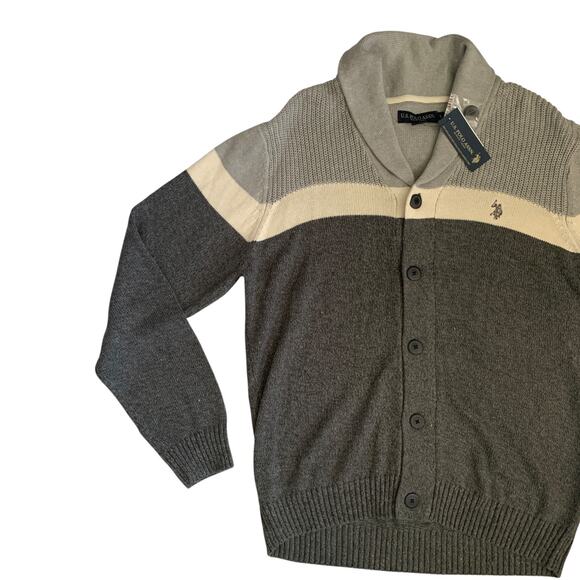 U.S. Polo Assn. Men's Size L Button Front knit Long Sleeve Cardigan Sweater New - Picture 8 of 15
